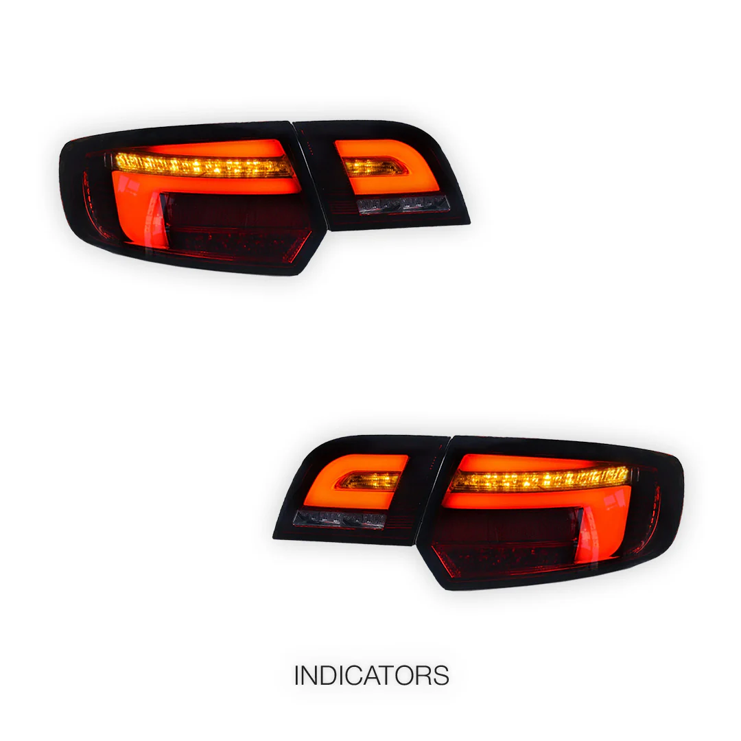 Audi A3 8P (2009 - 2013) Smoke Red Sequential Full 3D LED Stripe Tail Lights LH + RH - Image 3