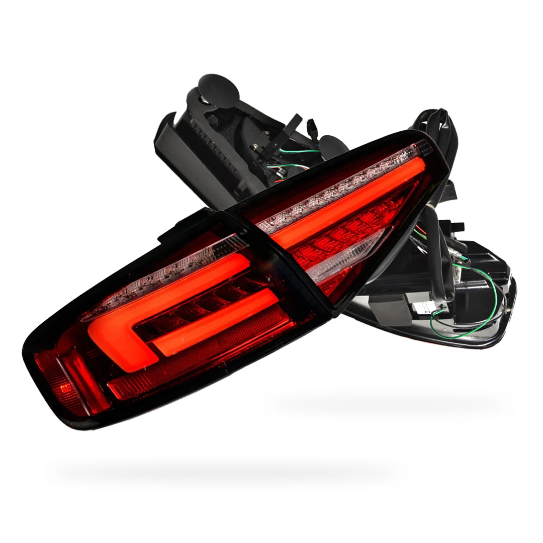 Audi A4 B8 (2012 - 2015) For models Stock Halogen Tail Lights only Clear Red Sequential 3D LED Stripe Tail Lights LH + RH