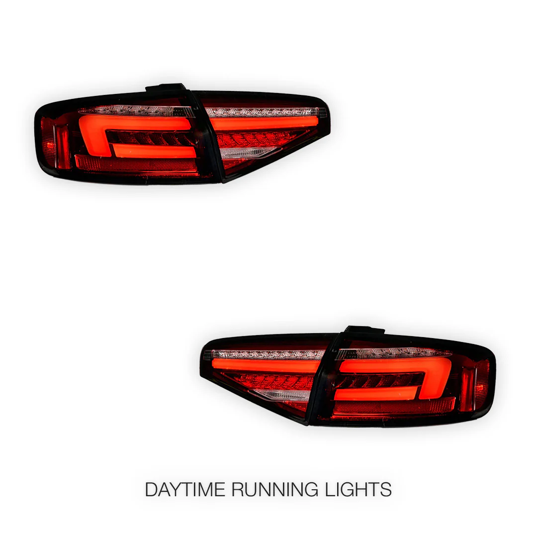 Audi A4 B8 (2012 - 2015) For models Stock Halogen Tail Lights only Clear Red Sequential 3D LED Stripe Tail Lights LH + RH - Image 2