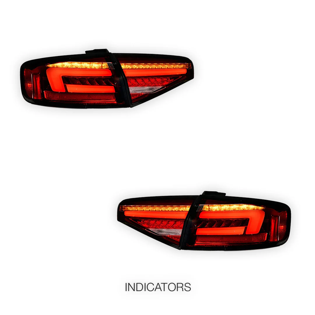 Audi A4 B8 (2012 - 2015) For models Stock Halogen Tail Lights only Clear Red Sequential 3D LED Stripe Tail Lights LH + RH - Image 3
