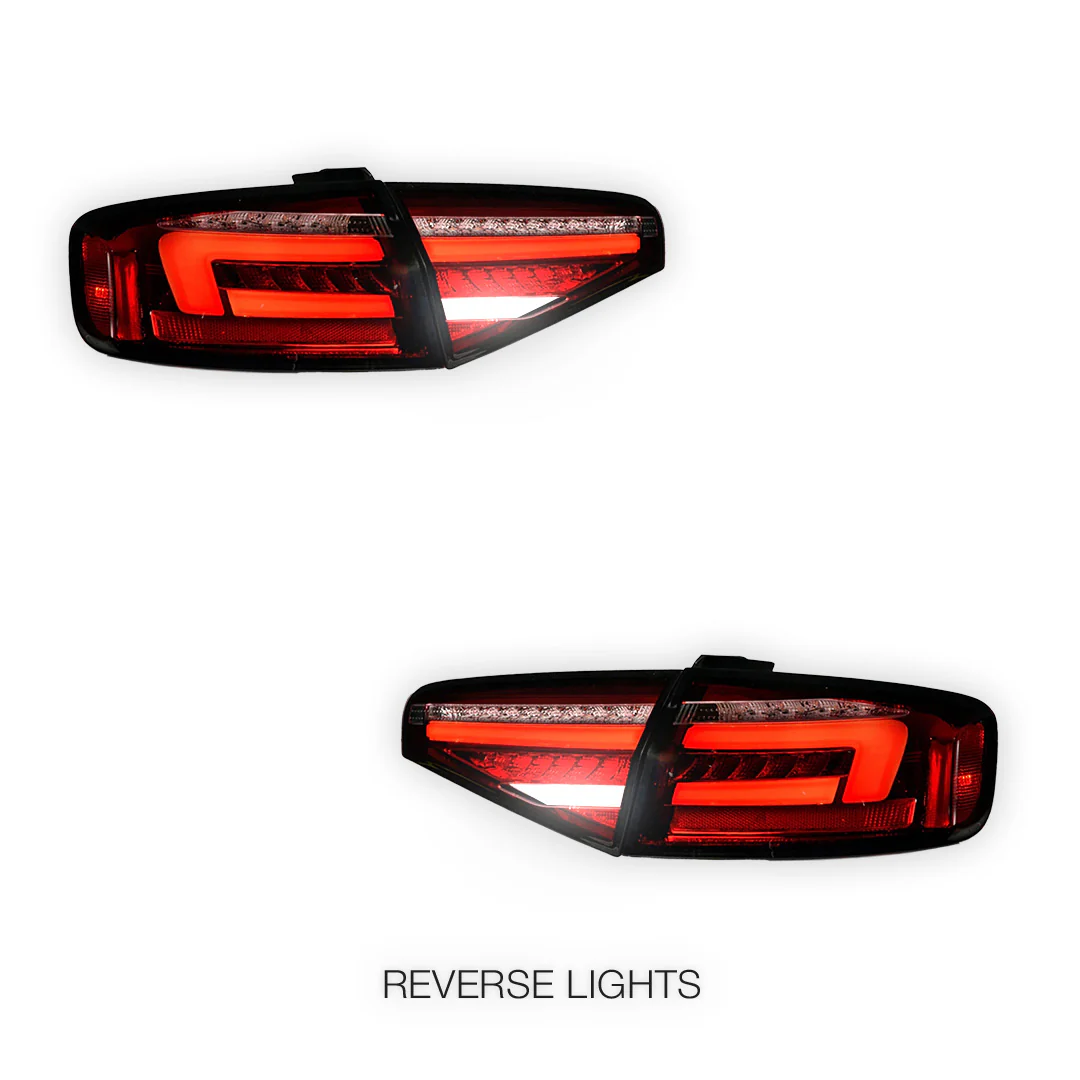 Audi A4 B8 (2012 - 2015) For models Stock Halogen Tail Lights only Clear Red Sequential 3D LED Stripe Tail Lights LH + RH - Image 5
