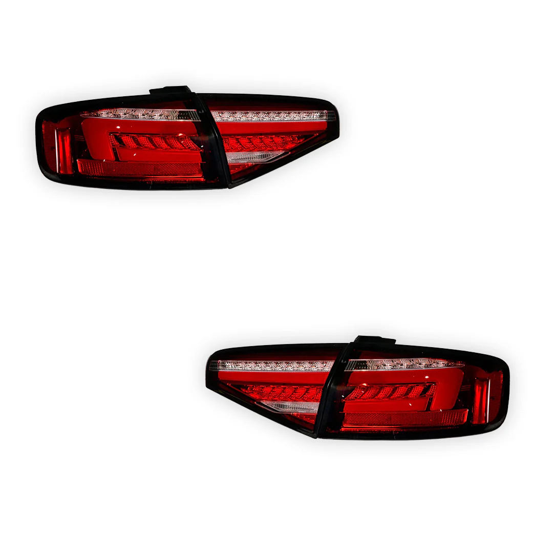 Audi A4 B8 (2012 - 2015) For models Stock Halogen Tail Lights only Clear Red Sequential 3D LED Stripe Tail Lights LH + RH - Image 6