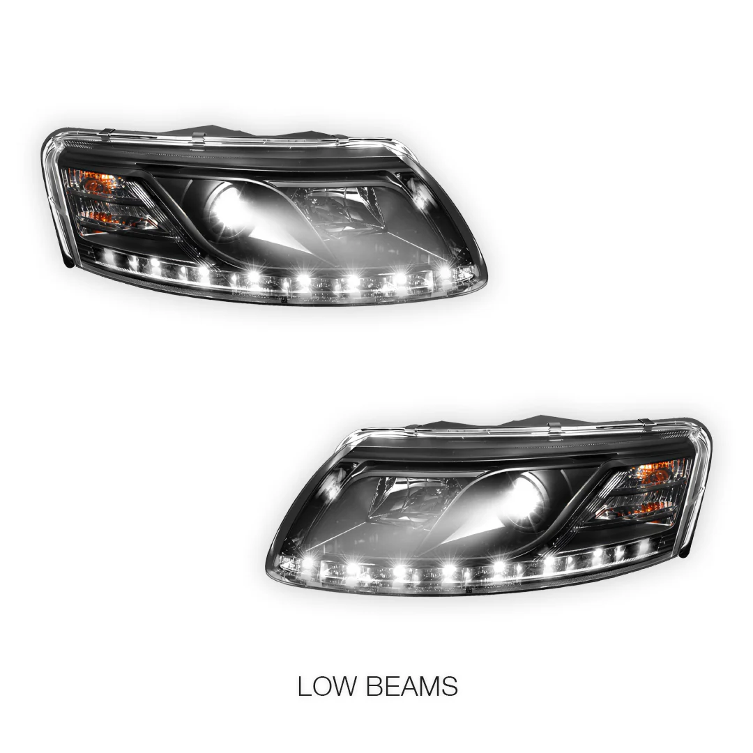 Audi A6 C6 (2004 - 2011) Black LED DRL Projector Headlights LH + RH - Image 4