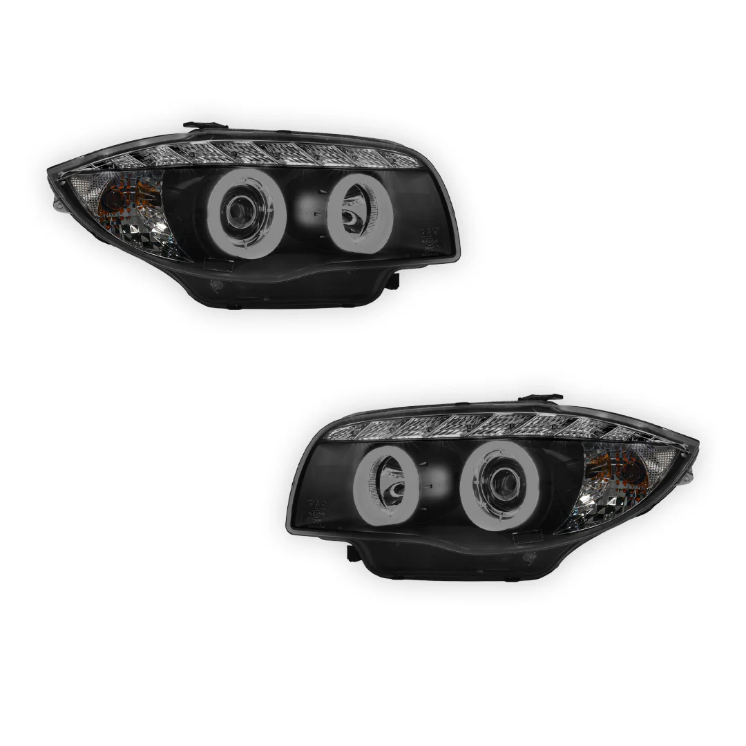BMW 1 Series E81 / E82 / E87 / E88 (2004 - 2013) Halogen Model DRL Projector Headlights LH + RH - Image 12