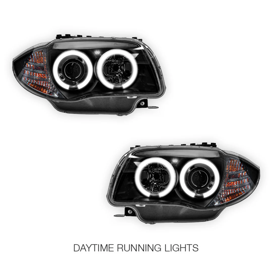 BMW 1 Series E81 / E82 / E87 / E88 (2004 - 2013) Halogen Model DRL Projector Headlights LH + RH - Image 2