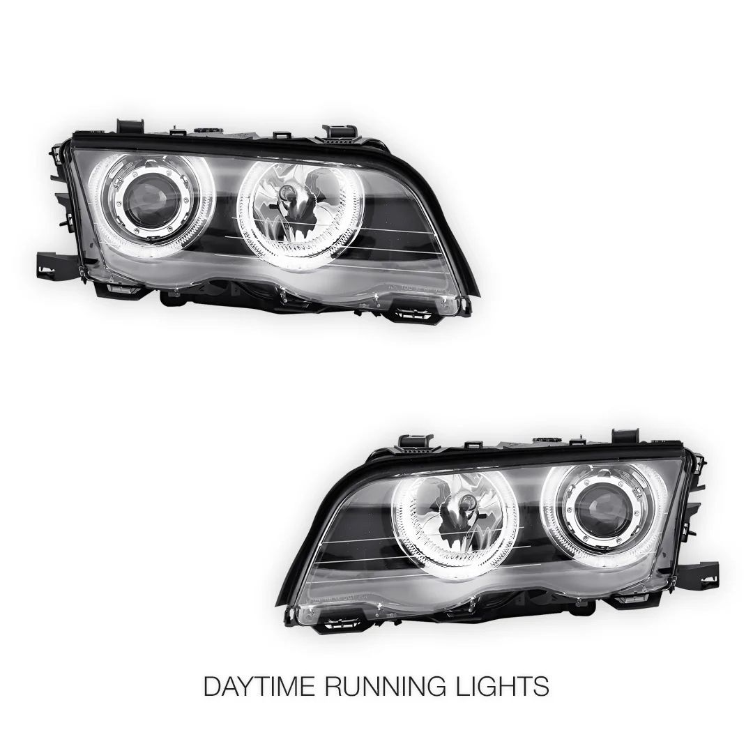 BMW 3 Series E46 Sedan / Wagon (1998 - 2001) LED Angel-Eyes Projector Headlights LH + RH - Image 3