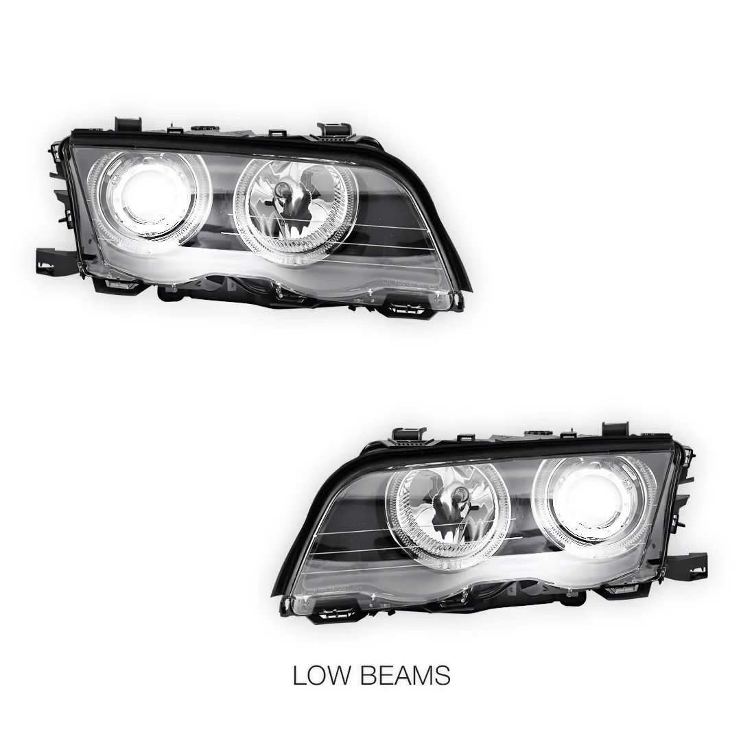 BMW 3 Series E46 Sedan / Wagon (1998 - 2001) LED Angel-Eyes Projector Headlights LH + RH - Image 4