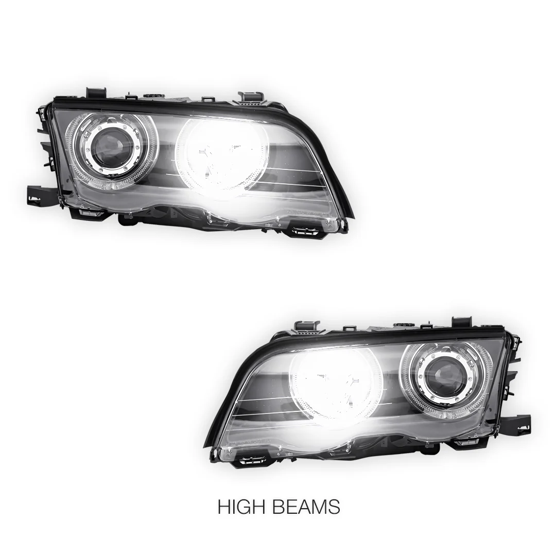 BMW 3 Series E46 Sedan / Wagon (1998 - 2001) LED Angel-Eyes Projector Headlights LH + RH - Image 5
