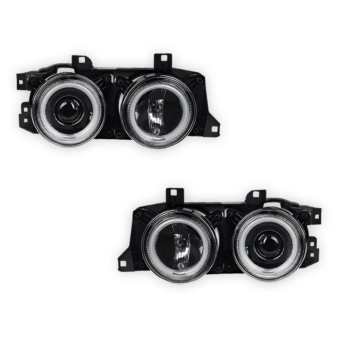 BMW 5 Series E34 (1987 - 1996) Crystal Clear CCFL Angel-Eye Projector Headlights LH + RH - Image 2