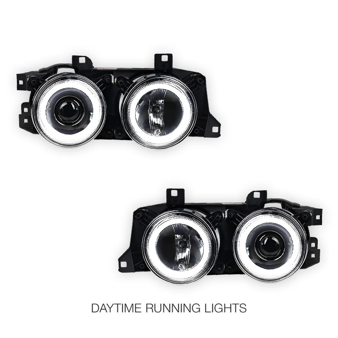 BMW 5 Series E34 (1987 - 1996) Crystal Clear CCFL Angel-Eye Projector Headlights LH + RH - Image 3