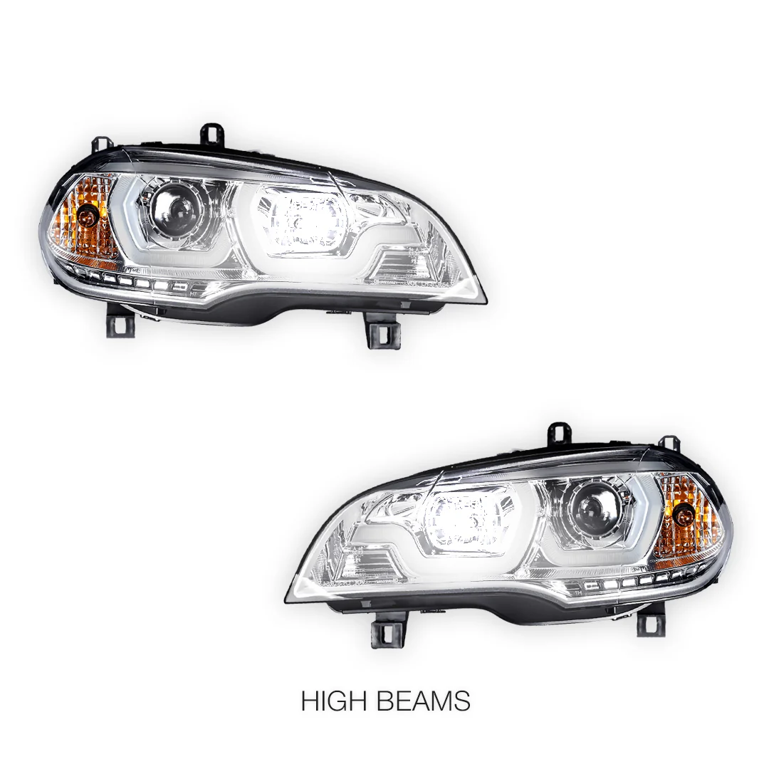 BMW X5 E70 (2007 - 2010) Halogen Model LED DRL Projector Headlights LH + RH - Image 12