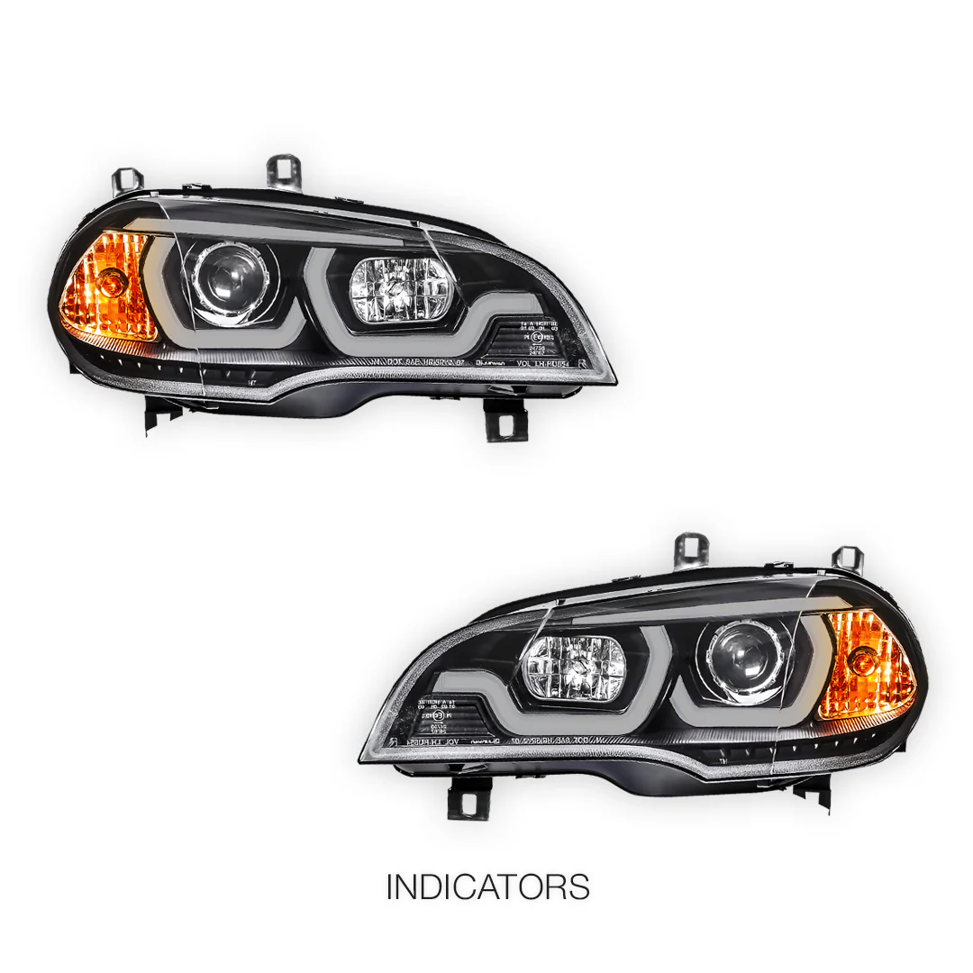 BMW X5 E70 (2007 - 2010) Halogen Model LED DRL Projector Headlights LH + RH - Image 4