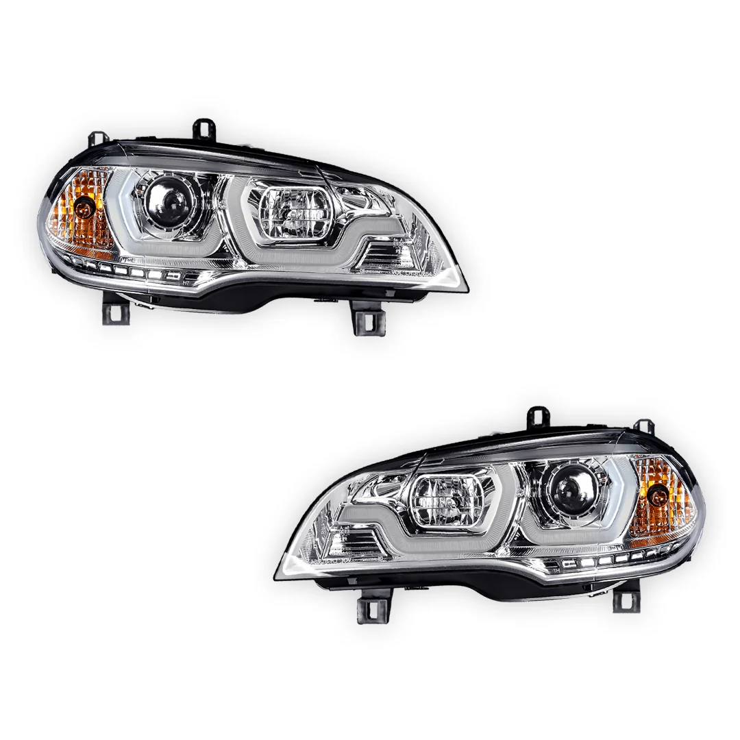 BMW X5 E70 (2007 - 2010) Halogen Model LED DRL Projector Headlights LH + RH - Image 8