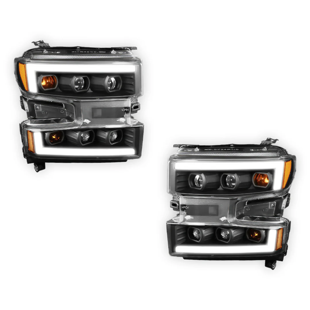 Chevrolet Silverado 1500 Custom / Custom Trail Boss / WT (2019 - 2021) L-LED DRL Replacement Headlights LH + RH - Image 2