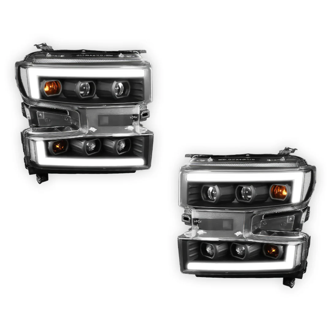 Chevrolet Silverado 1500 Custom / Custom Trail Boss / WT (2019 - 2021) L-LED DRL Replacement Headlights LH + RH - Image 5