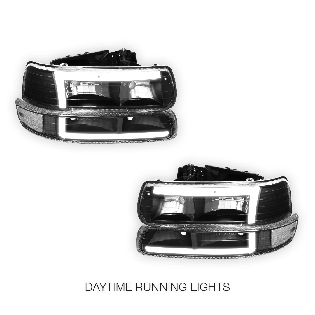 Chevrolet Silverado 1500 LS / LT / SS (1999 - 2002) L-Pattern 3D LED DRL Headlights LH + RH - Image 2