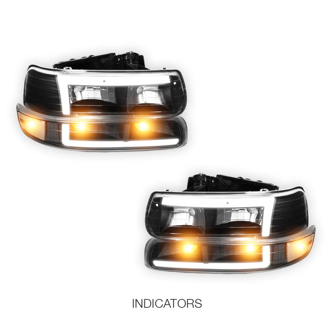 Chevrolet Silverado 1500 LS / LT / SS (1999 - 2002) L-Pattern 3D LED DRL Headlights LH + RH - Image 3