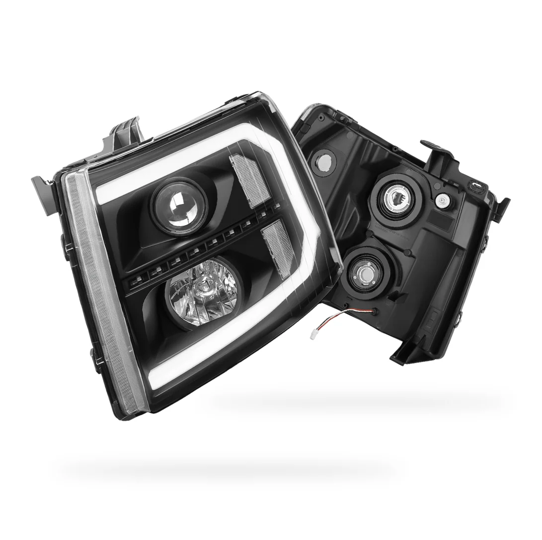 Chevrolet Silverado 3500 HD LS / LT / LTZ (2007 - 2014) LED DRL Bar + Sequential Signal Projector Headlights LH + RH - Image 7