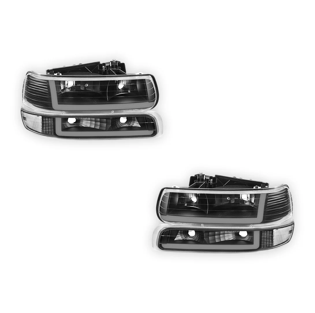 Chevrolet Silverado 3500 LS / LT (2001 - 2002) Dual LED L-Pattern Switchback Headlights LH + RH - Image 6