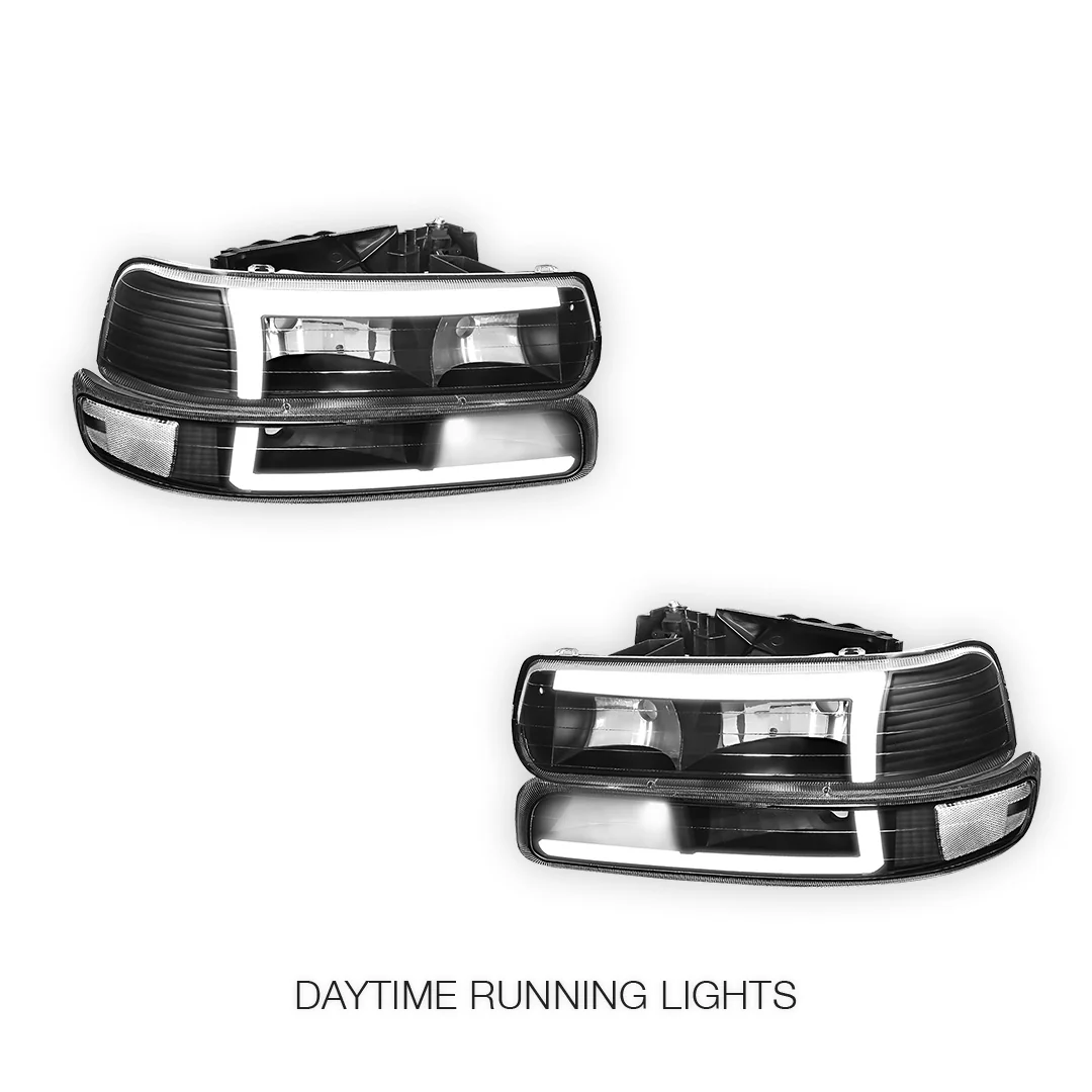 Chevrolet Silverado 3500 LS / LT (2001 - 2002) L-Pattern 3D LED DRL Headlights LH + RH - Image 2