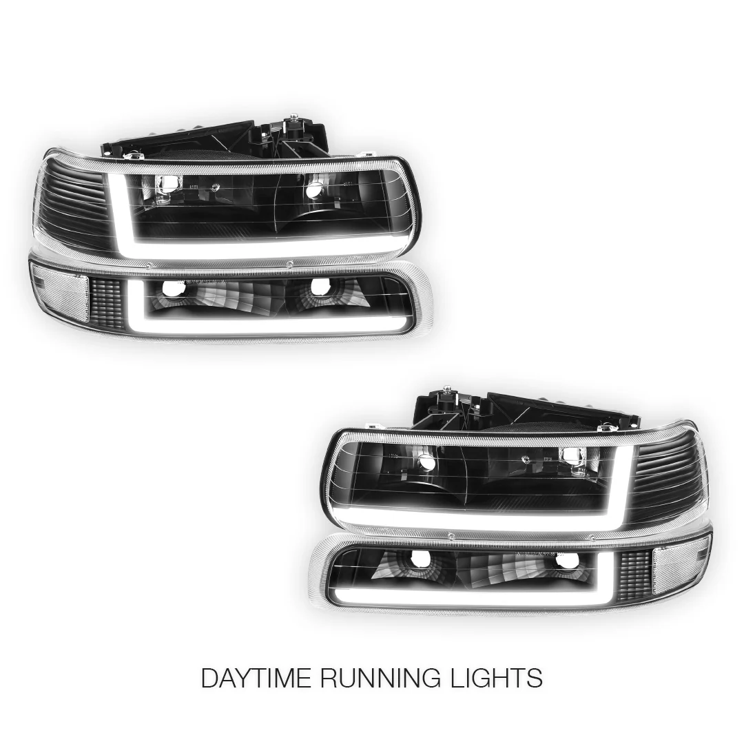 Chevrolet Tahoe LT, Z71 / LTZ (2000 - 2006) Dual LED L-Pattern Switchback Headlights LH + RH - Image 2