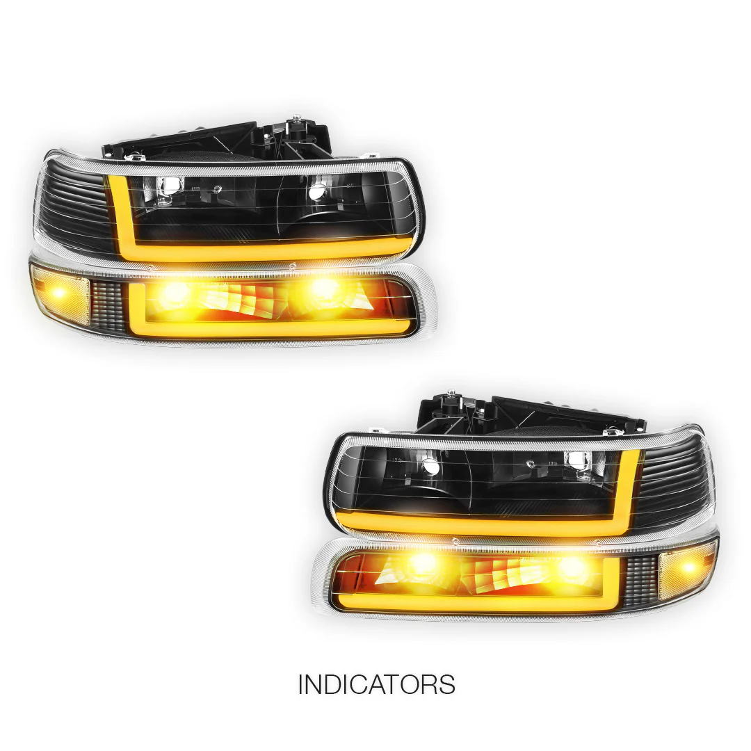 Chevrolet Tahoe LT, Z71 / LTZ (2000 - 2006) Dual LED L-Pattern Switchback Headlights LH + RH - Image 3