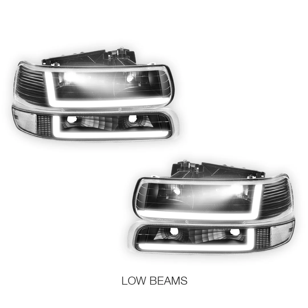 Chevrolet Tahoe LT, Z71 / LTZ (2000 - 2006) Dual LED L-Pattern Switchback Headlights LH + RH - Image 4