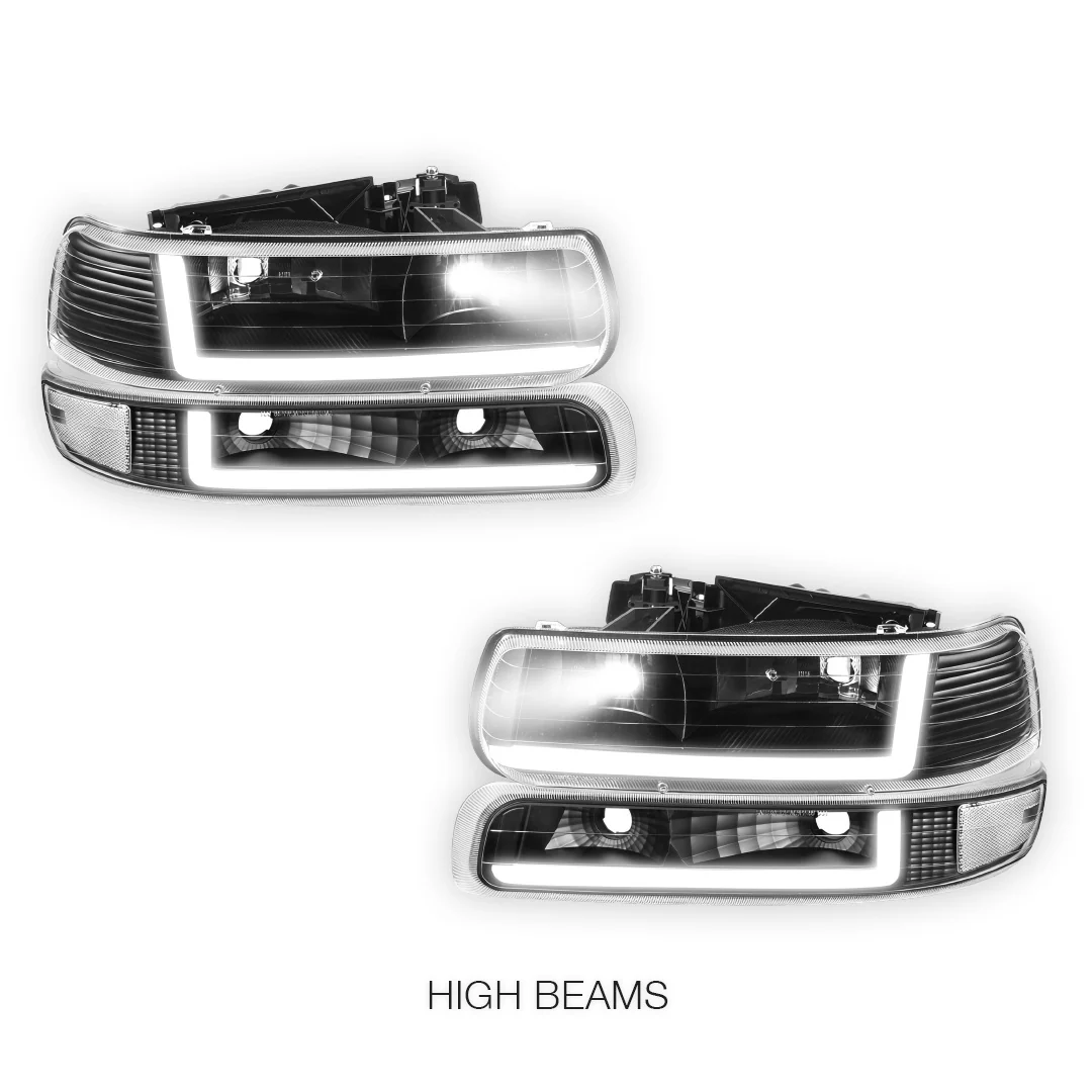 Chevrolet Tahoe LT, Z71 / LTZ (2000 - 2006) Dual LED L-Pattern Switchback Headlights LH + RH - Image 5