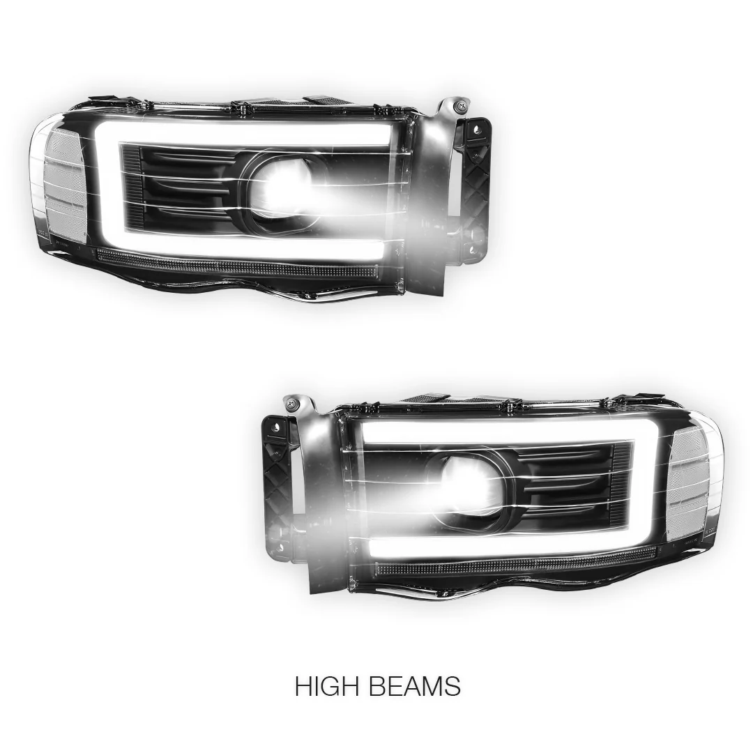 Dodge RAM 1500 (2002 - 2005) LED DRL Sequential Turn Signal Projector Headlights LH + RH - Image 11