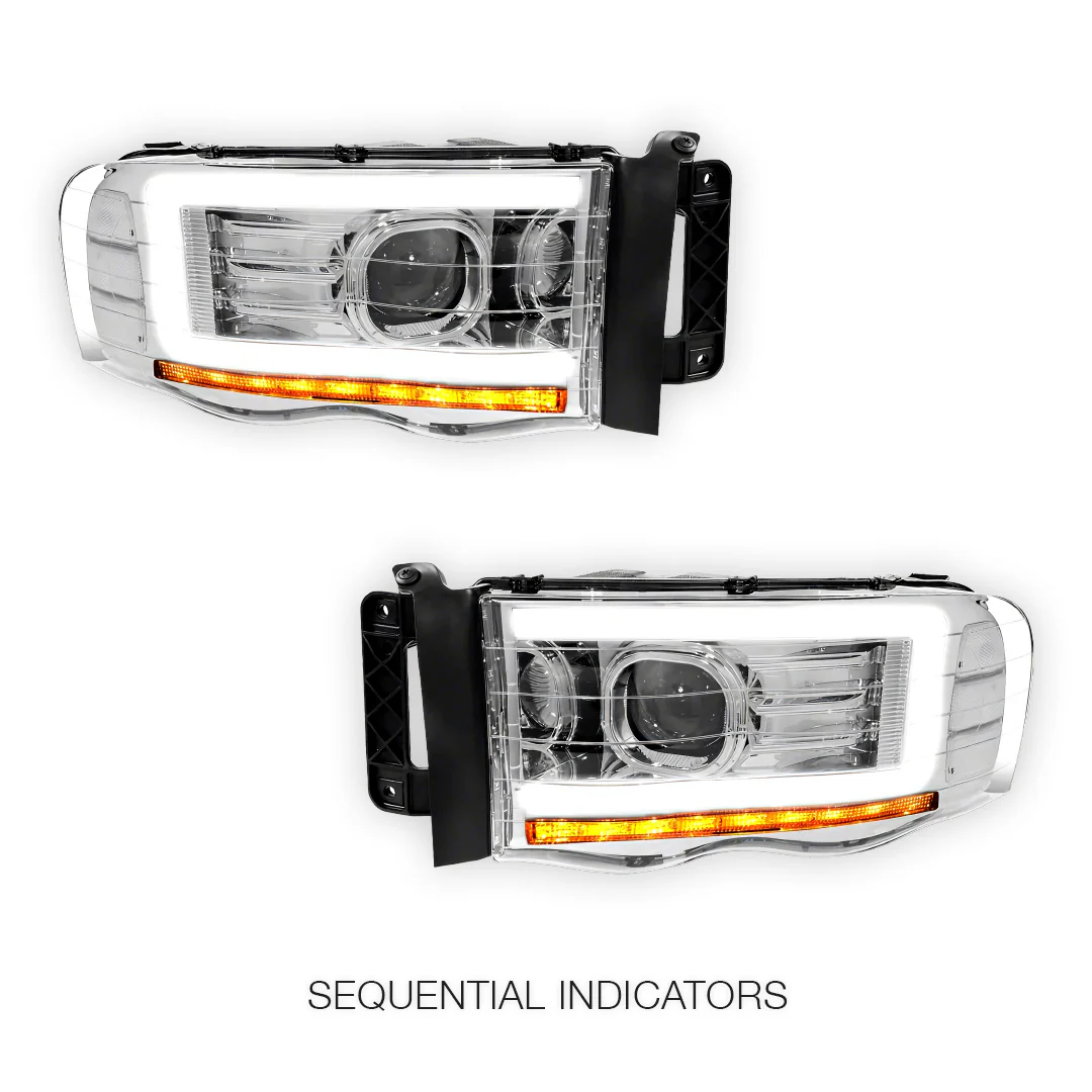 Dodge RAM 1500 (2002 - 2005) LED DRL Sequential Turn Signal Projector Headlights LH + RH - Image 15