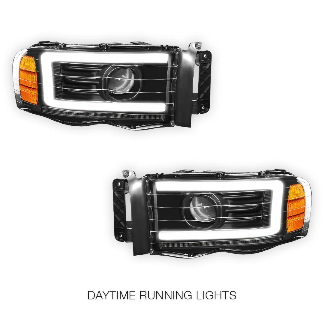 Dodge RAM 1500 (2002 - 2005) LED DRL Sequential Turn Signal Projector Headlights LH + RH - Image 2