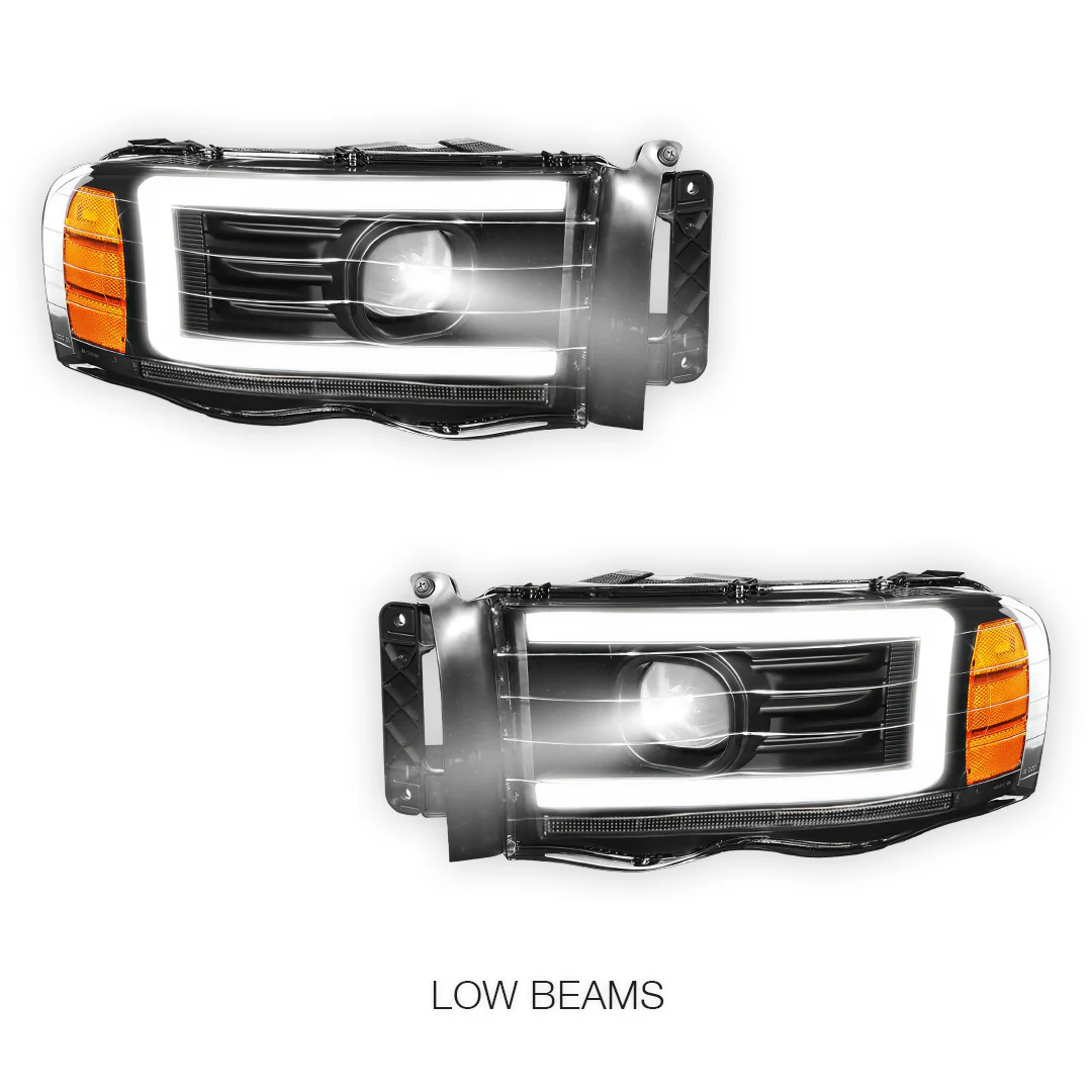 Dodge RAM 1500 (2002 - 2005) LED DRL Sequential Turn Signal Projector Headlights LH + RH - Image 4