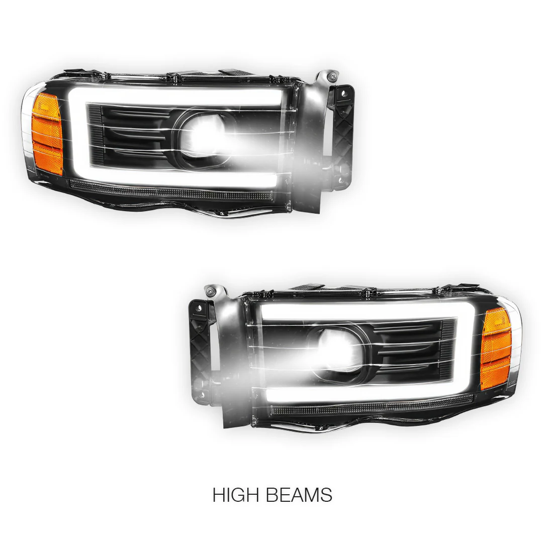 Dodge RAM 1500 (2002 - 2005) LED DRL Sequential Turn Signal Projector Headlights LH + RH - Image 5