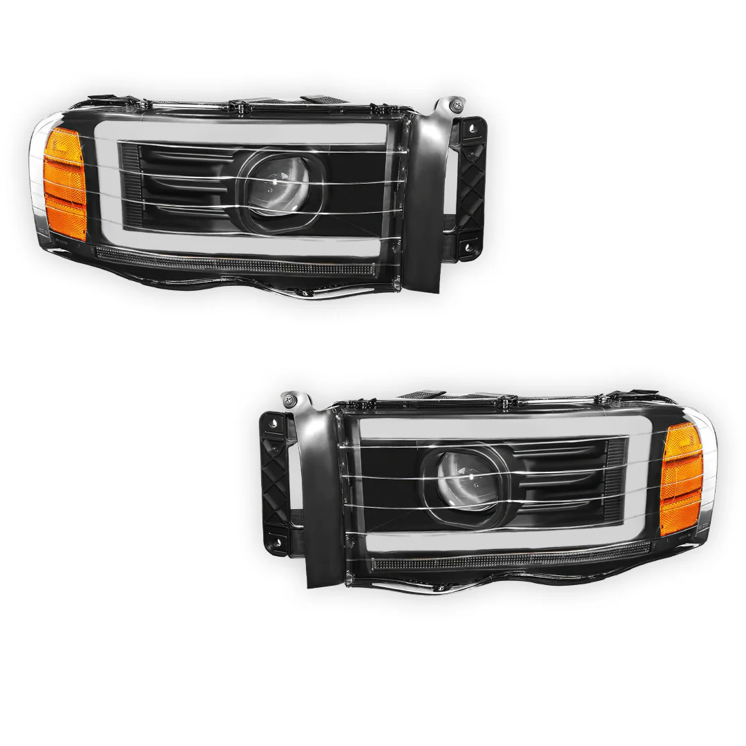 Dodge RAM 1500 (2002 - 2005) LED DRL Sequential Turn Signal Projector Headlights LH + RH - Image 6