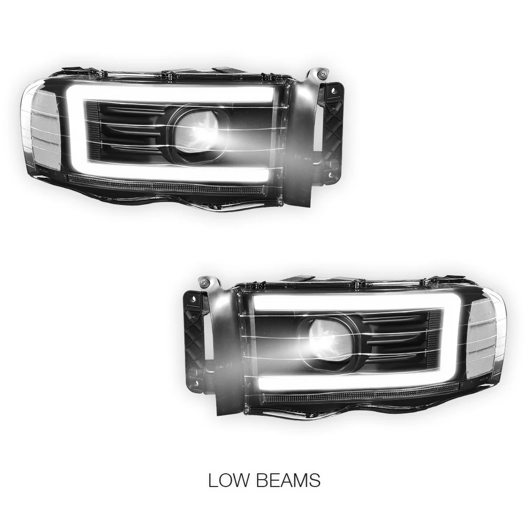 Dodge RAM 2500 (2002 - 2005) LED DRL Sequential Turn Signal Projector Headlights LH + RH - Image 10