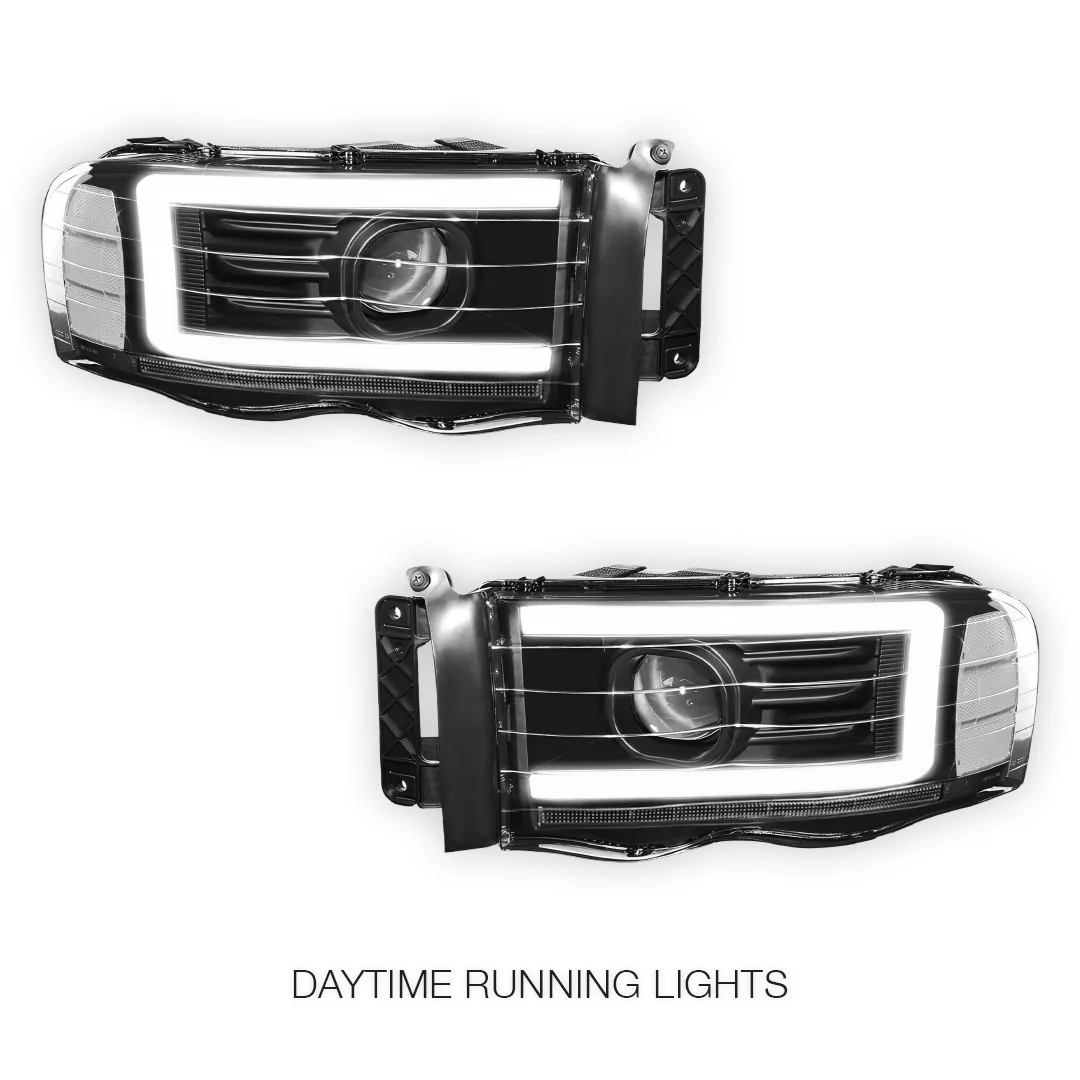 Dodge RAM 3500 (2002 - 2005) LED DRL Sequential Turn Signal Projector Headlights LH + RH - Image 8