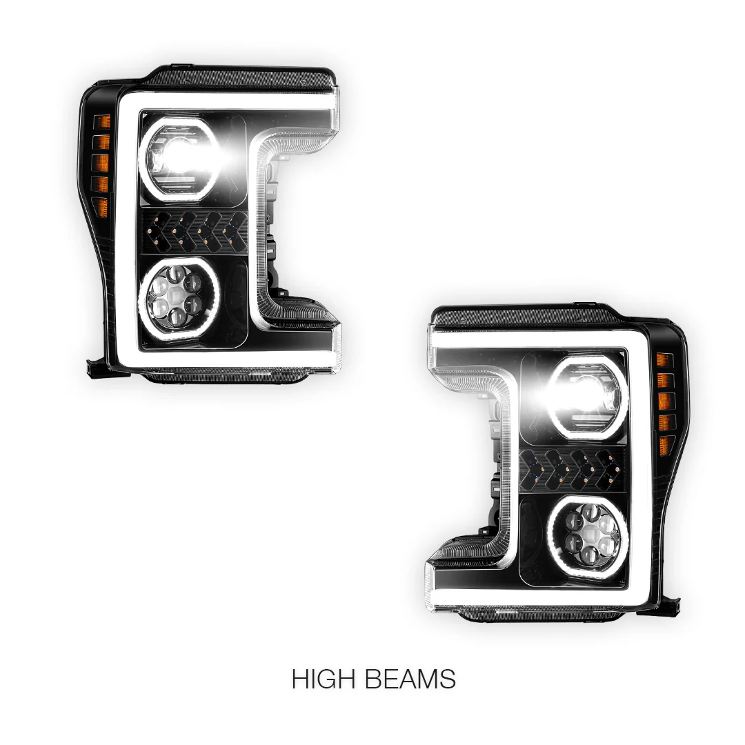 Ford F-350 Super Duty (2017 - 2019) Sequential Turn Signal LED DRL Projector Headlights LH + RH - Image 11