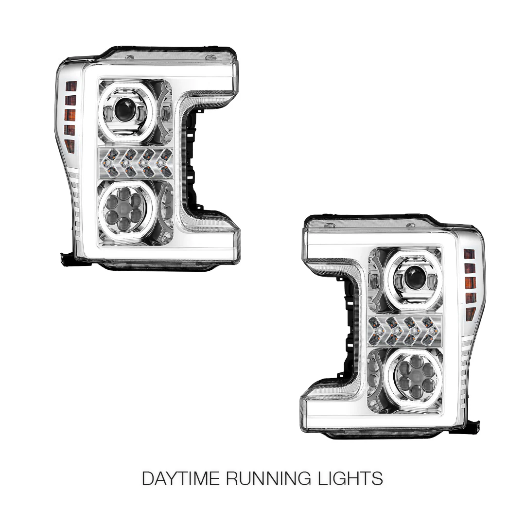 Ford F-350 Super Duty (2017 - 2019) Sequential Turn Signal LED DRL Projector Headlights LH + RH - Image 2