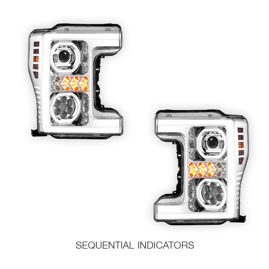 Ford F-350 Super Duty (2017 - 2019) Sequential Turn Signal LED DRL Projector Headlights LH + RH - Image 3