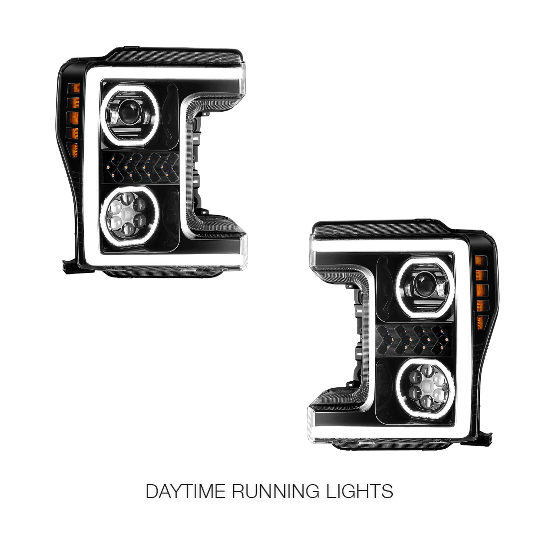 Ford F-350 Super Duty (2017 - 2019) Sequential Turn Signal LED DRL Projector Headlights LH + RH - Image 8