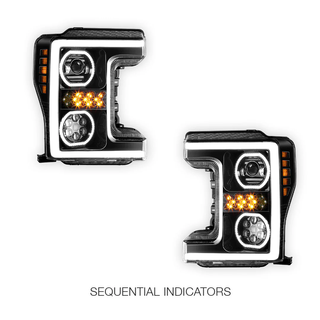 Ford F-350 Super Duty (2017 - 2019) Sequential Turn Signal LED DRL Projector Headlights LH + RH - Image 9