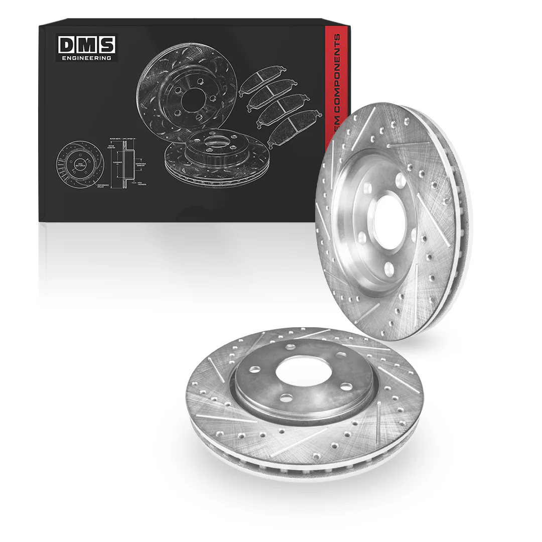 Ford Falcon AU Series 2 (2000 - 2002) Front Drilled and Slotted Brake Rotors and Brake Pads LH + RH - Image 3