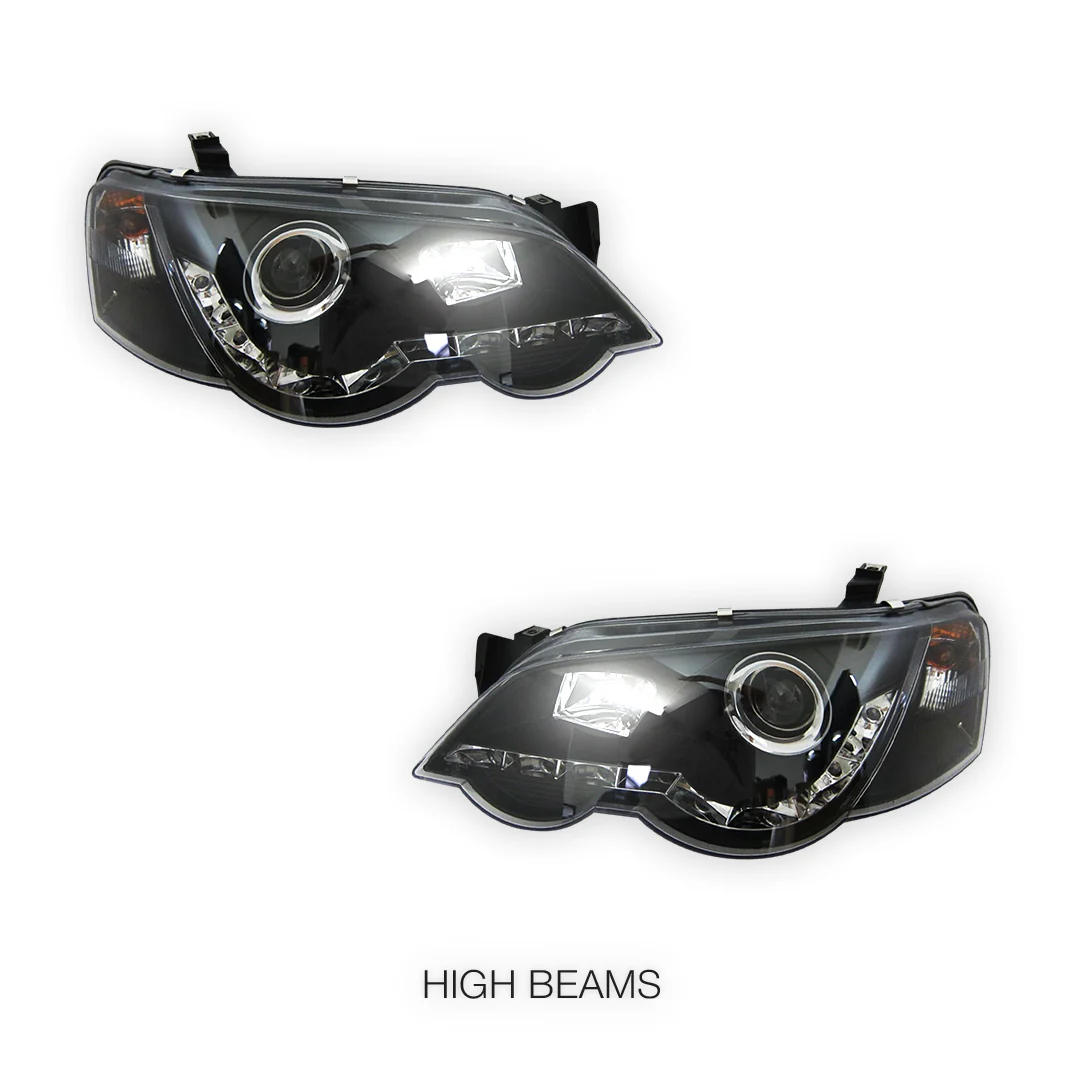 Ford Falcon BA / BF (2002 - 2008) LED DRL Projector Headlights LH + RH - Image 2