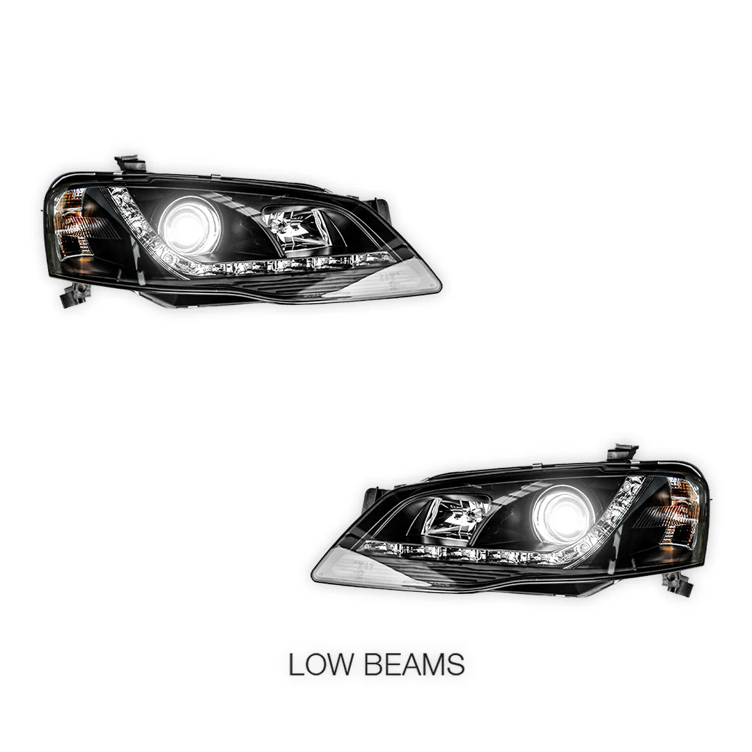 Ford Falcon BF Series 2 (2006 - 2008) Black LED Headlights LH + RH - Image 3