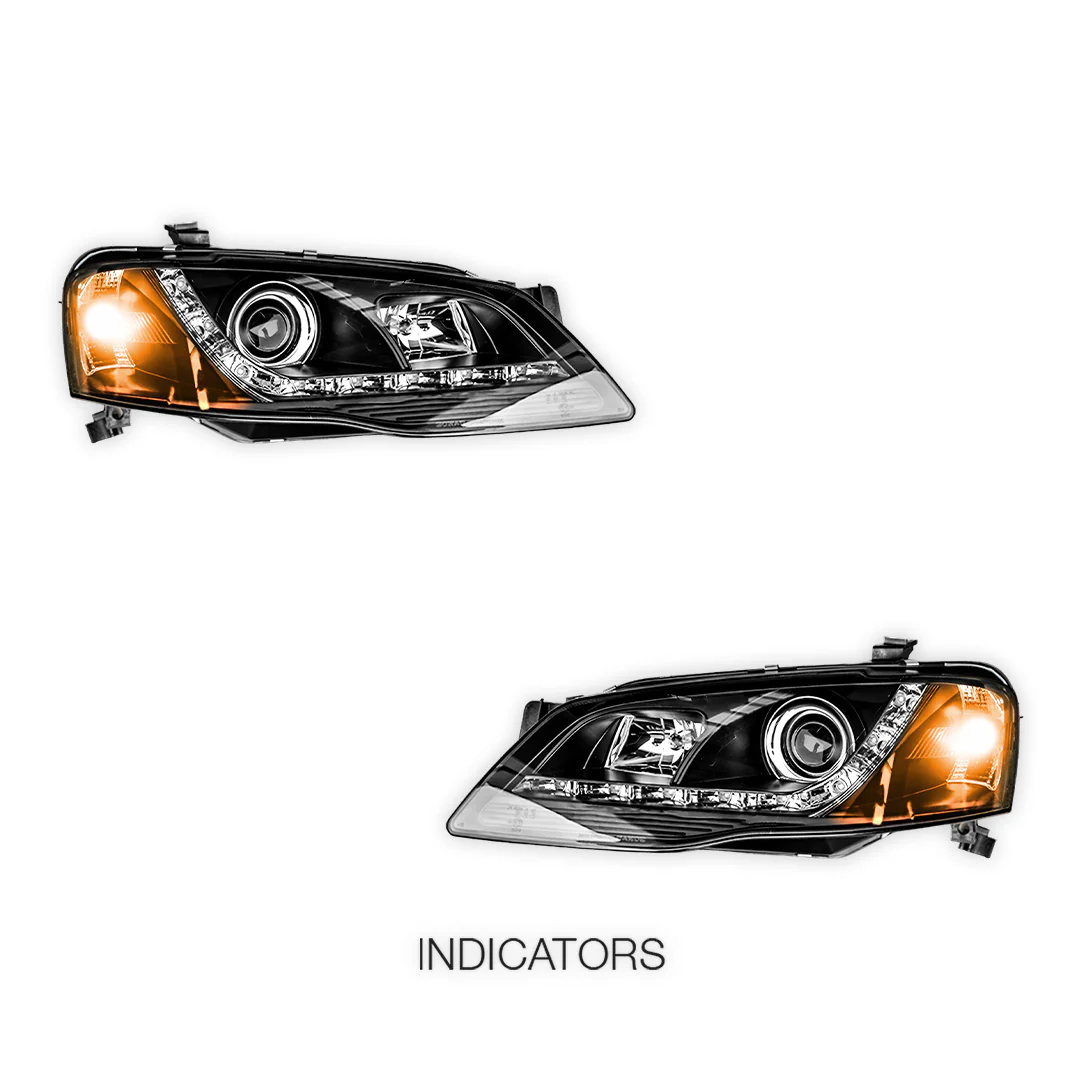 Ford Falcon BF Series 2 (2006 - 2008) Black LED Headlights LH + RH - Image 4
