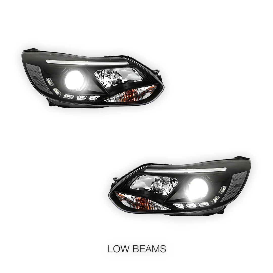Ford Focus LW (2012- 2015) Halogen LED DRL Projector Headlights LH + RH - Image 4
