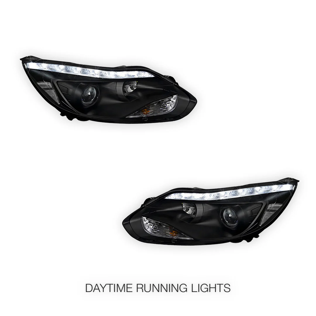 Ford Focus LW (2012- 2015) Halogen LED DRL Projector Headlights LH + RH - Image 6