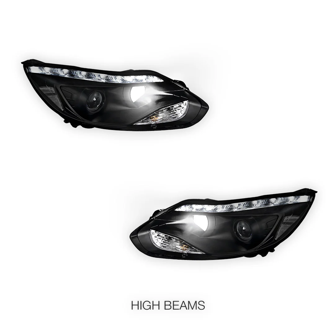 Ford Focus LW (2012- 2015) Halogen LED DRL Projector Headlights LH + RH - Image 8
