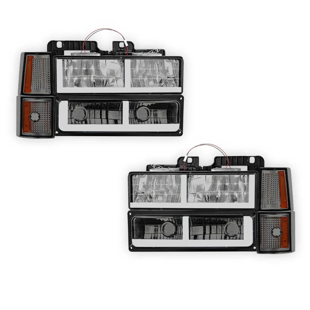 GMC C2500 Suburban Denali / SLE / SLT (1994 - 1999) F - LED Bar DRL Headlights LH + RH - Image 6