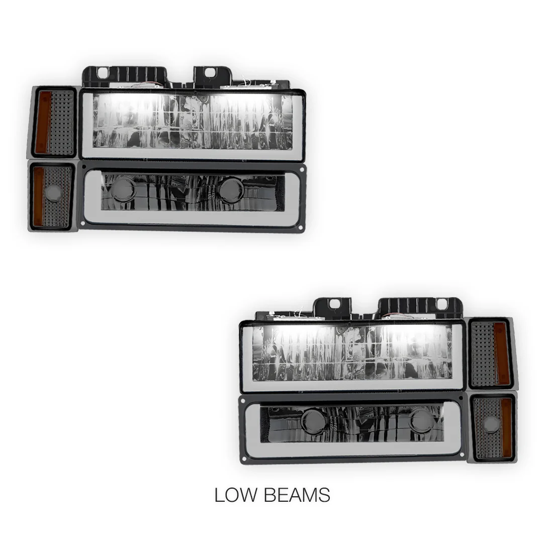 GMC C2500 Suburban Denali / SLE / SLT (1994 - 1999) U - LED Bar DRL Headlights LH + RH - Image 4